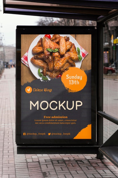 Free City Food Billboard Mock-Up Psd