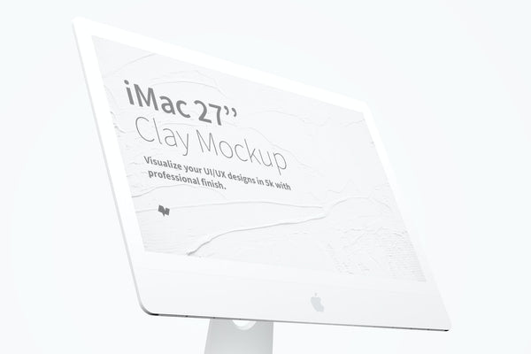 Free Clay Imac 27” Mockup, Display Close Up