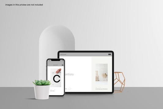 Free Clean Tablet & Smartphone Mockup Psd