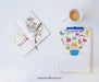 Free Clipboard And Notebook With Colorful Drawings Psd