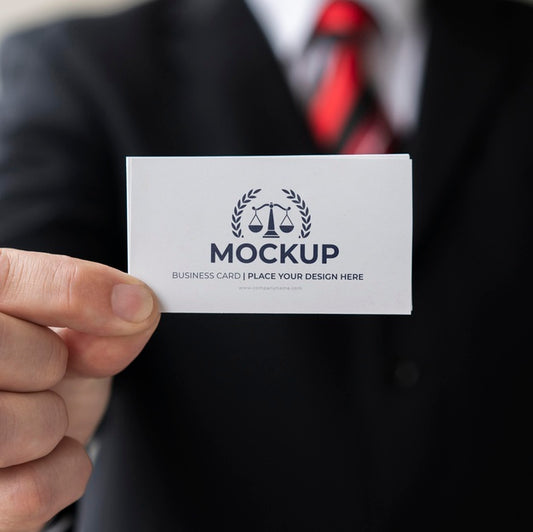 Free Close-Up Businessman Holding Business Card Mock-Up Psd