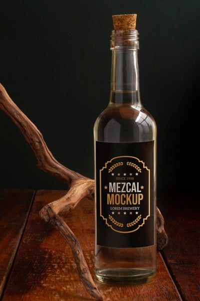 Free Close Up On Mezcal Drink Bottle Psd