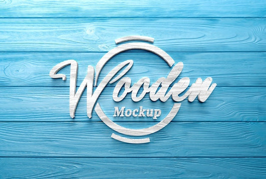 Free Close Up On Wooden Logotype Mockup Psd