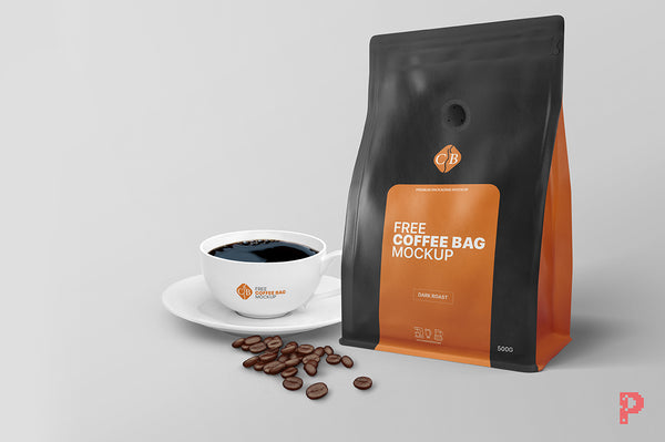 Free Coffee Bag Packaging Mockup