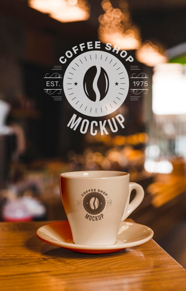 Free Coffee Shop Mock-Up With Cup Psd