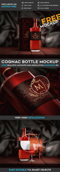 Free Cognac / Whisky Bottle – Psd Mockup