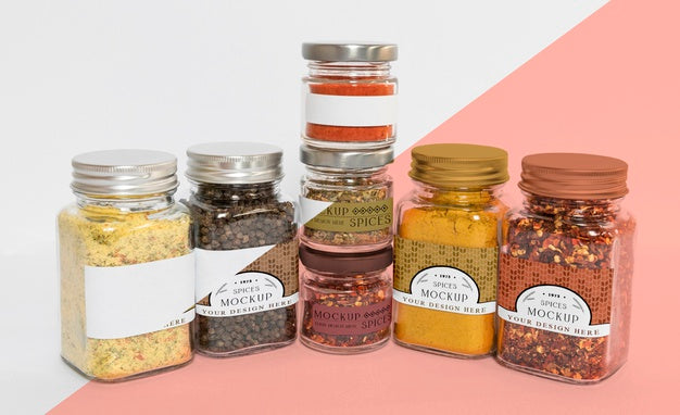 Free Collection Of Labeling Jars With Spices Psd