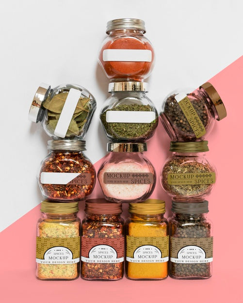 Free Collection Of Labeling Jars With Spices Psd