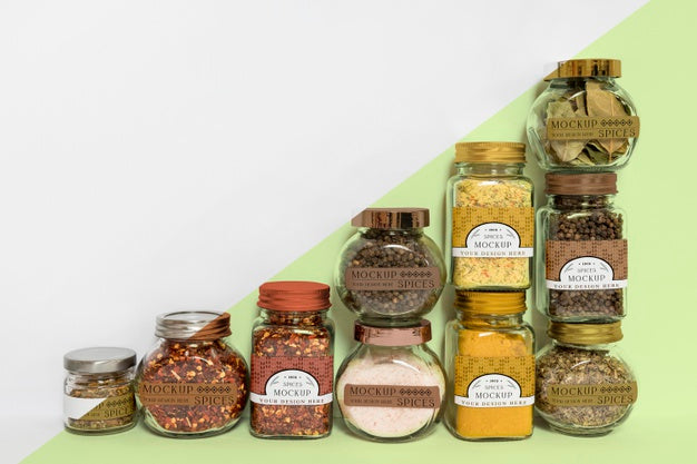 Free Collection Of Labeling Jars With Spices Psd