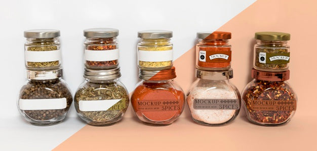 Free Collection Of Labeling Jars With Spices Psd