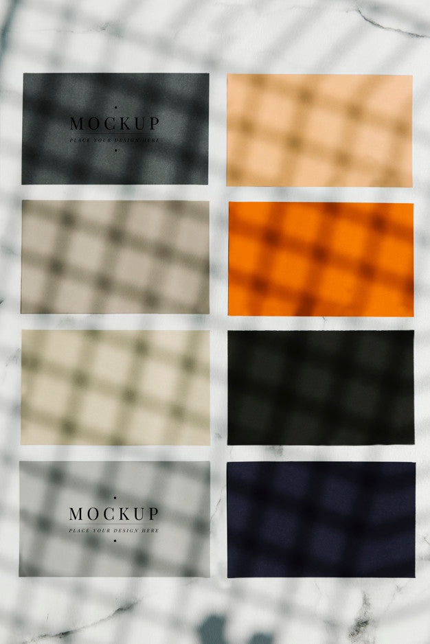 Free Colored Sample Paper Square Mockups On A Marble Table Psd