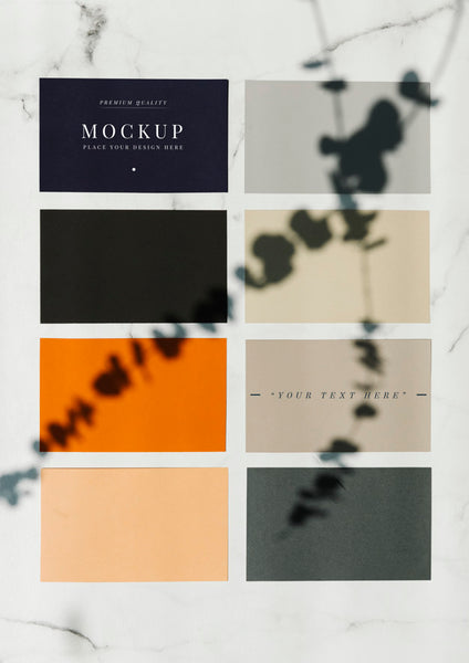 Free Colored Sample Paper Square Mockups On A Marble Table Psd