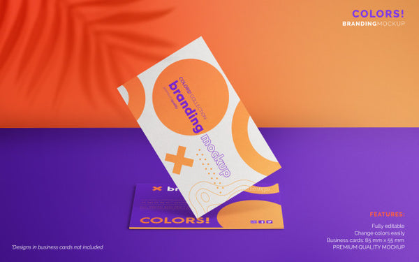Free Colorful Branding Mockup With Business Cards Psd
