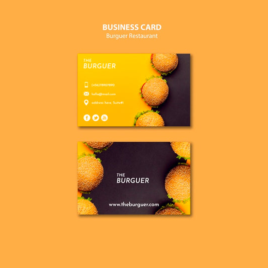 Free Colorful Burger Restaurant Business Card Psd
