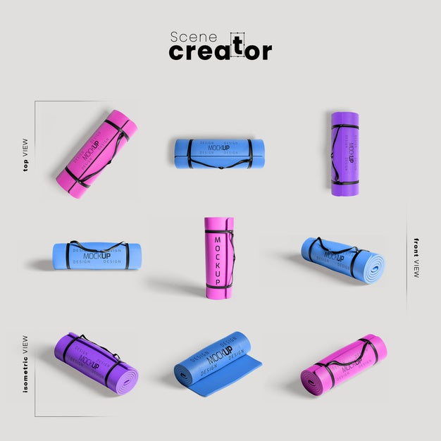 Free Colorful Fitness Mats Mock-Up Psd