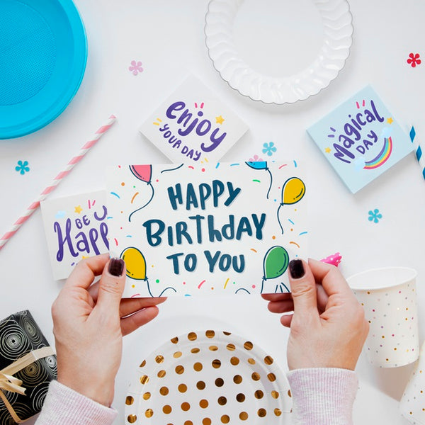 Free Colorful Happy Birthday Concept Mock-Up Psd