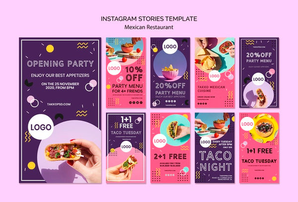 Free Colorful Instagram Stories Template Of Mexican Food Psd