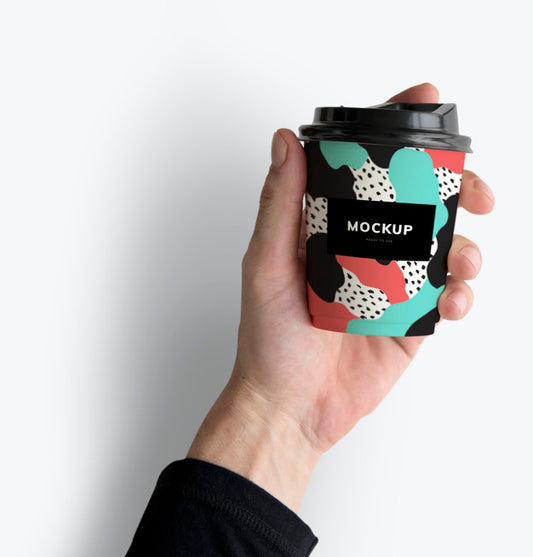 Free Colorful Takeaway Coffee Cup Mockup Design Psd
