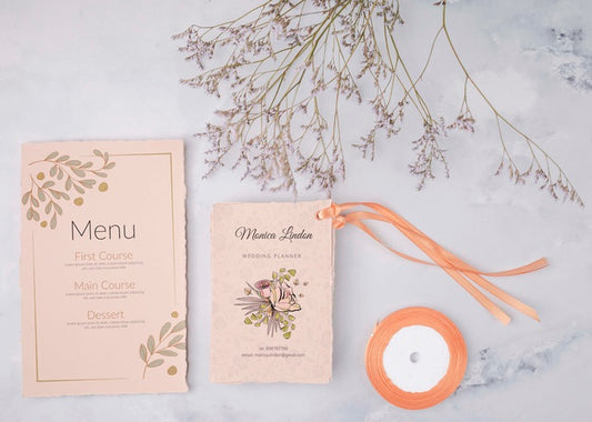 Free Colorful Wedding Invitation And Menu Psd
