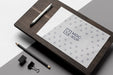 Free Composition Of Mock-Up Stationery On Wood Psd