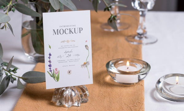 Free Composition Of Wedding Mock-Up Cards Psd