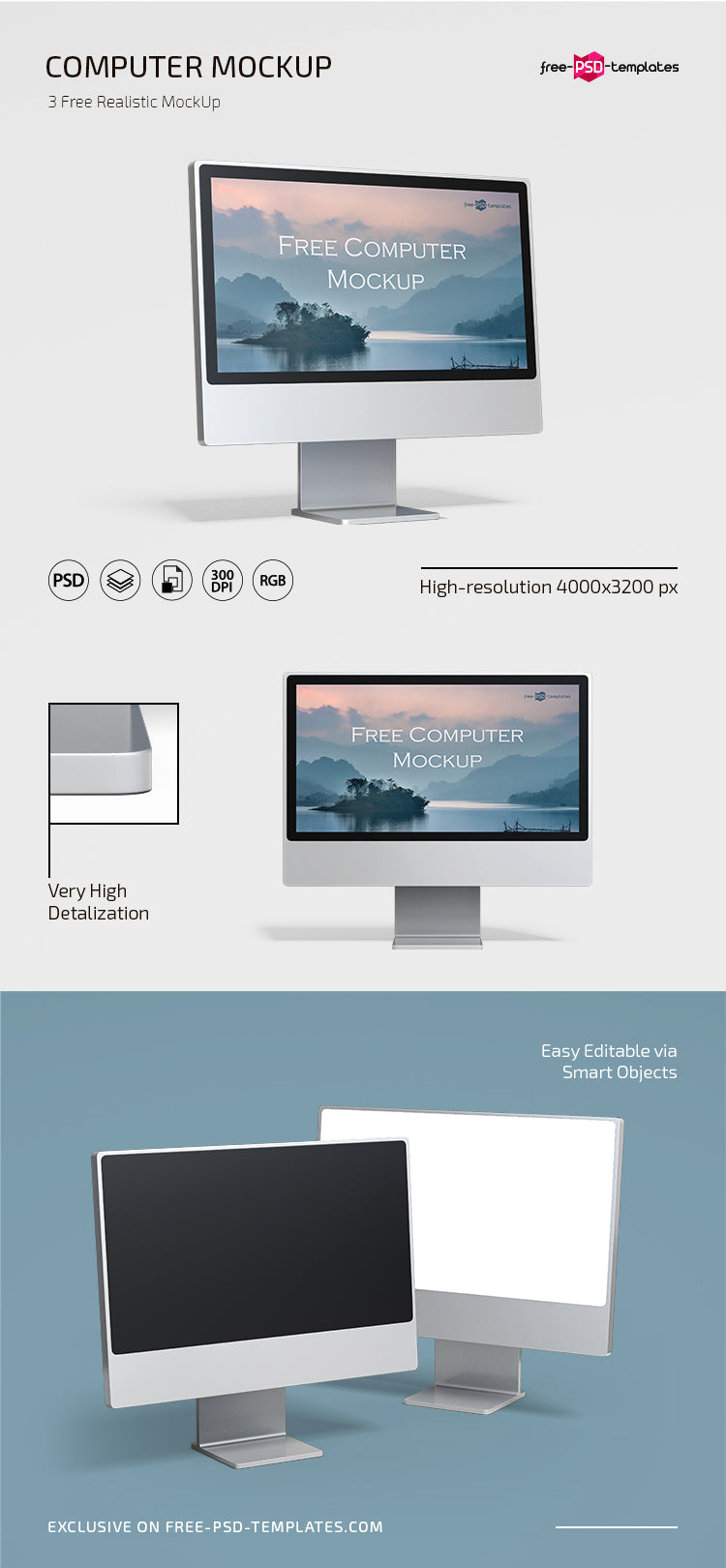 Free Computer Mockup In Psd – DreamBundles