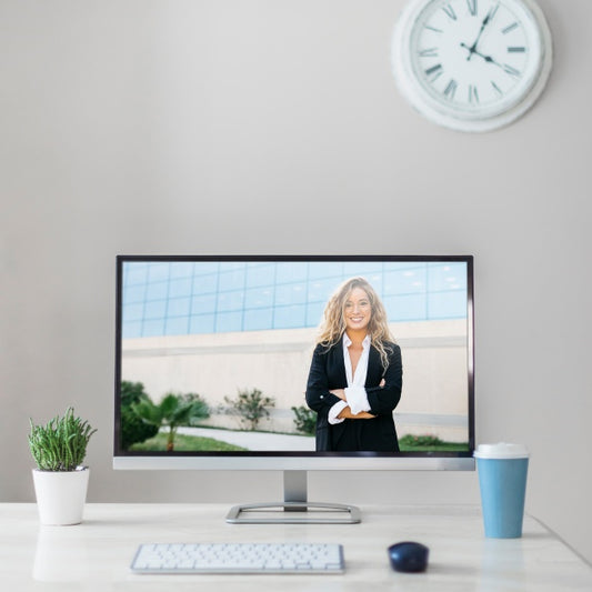 Free Computer Mockup On Desk Psd