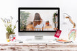 Free Computer Mockup On Wooden Desk Psd
