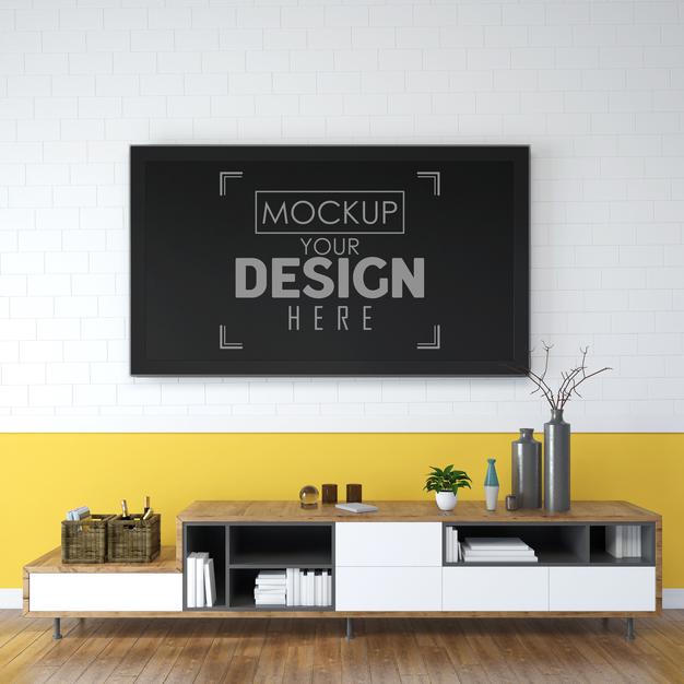 Free Computer On Table In Work Space Mockup Psd