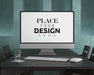 Free Computer On Table In Work Space Psd Mockup Psd