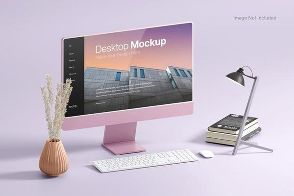 Free Computer Screen On Blank Background Mock Up Psd
