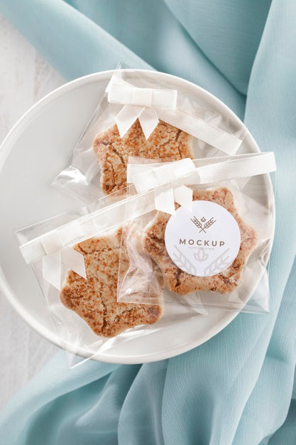 Free Cookies In Transparent Packaging Top View Psd