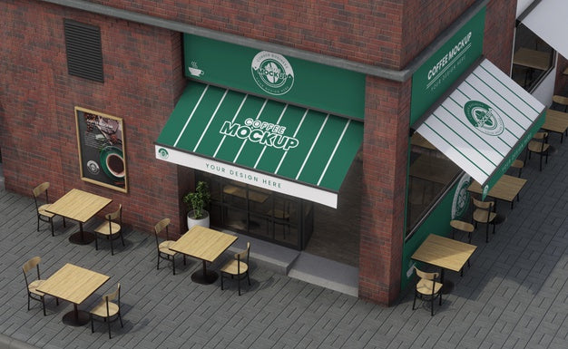 Free Corner Business Mock-Up For Coffee Shops Psd