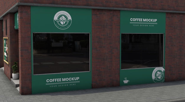 Free Corner Business Mock-Up For Coffee Shops Psd