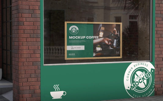 Free Corner Business Mock-Up For Coffee Shops Psd