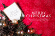 Free Coronet And Greeting Card On Table For Christmas Day Psd