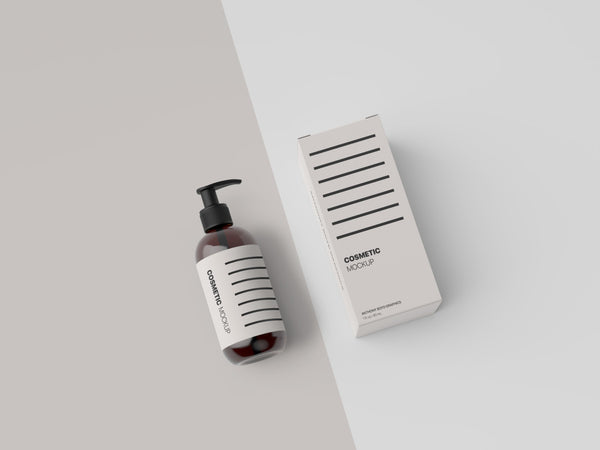 Free Cosmetic Bottle Packaging Showcase Mockup