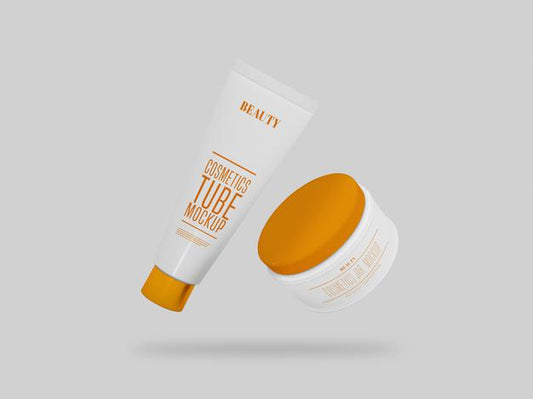 Free Cosmetic Cream Jar & Tube Mockup Psd