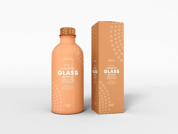 Free Cosmetic Glass Bottle Packaging Mockup Psd