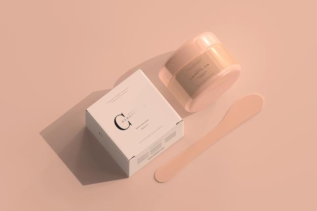 Free Cosmetic Jar And Box Mockup Psd