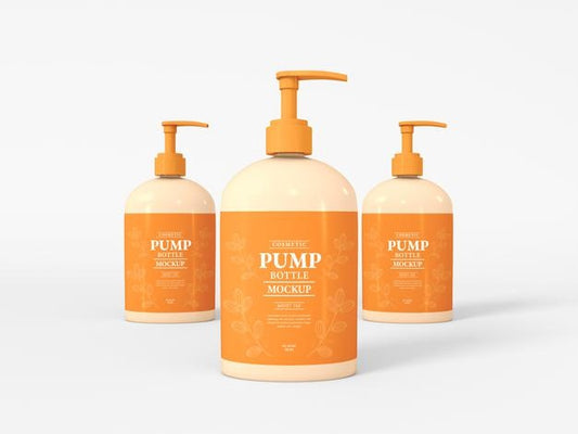 Free Cosmetic Pump Bottle Packaging Mockup Psd