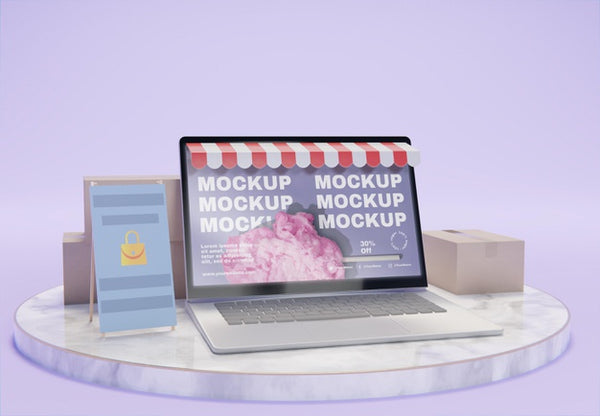 Free Creative Business Arrangement With Laptop Mock-Up Psd
