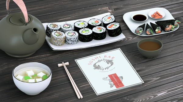 Free Creative Sushi Bar Menu Mockup Psd