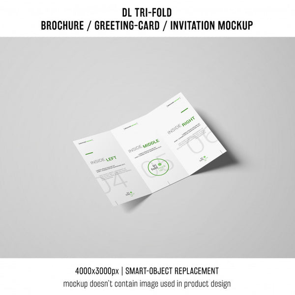 Free Creative Trifold Brochure Or Invitation Mockup Psd