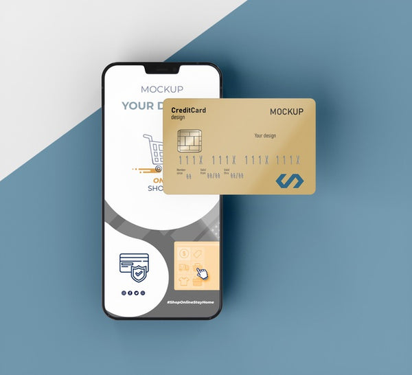 Free Credit Card Mock Up With Mobile Psd