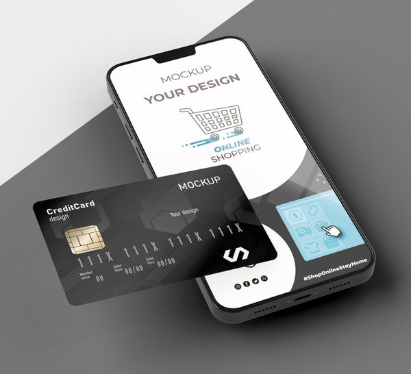 Free Credit Card Mock Up With Mobile Psd