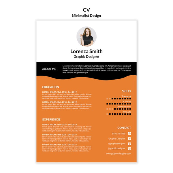 Free Curriculum Vitae Template Minimalist Design Psd