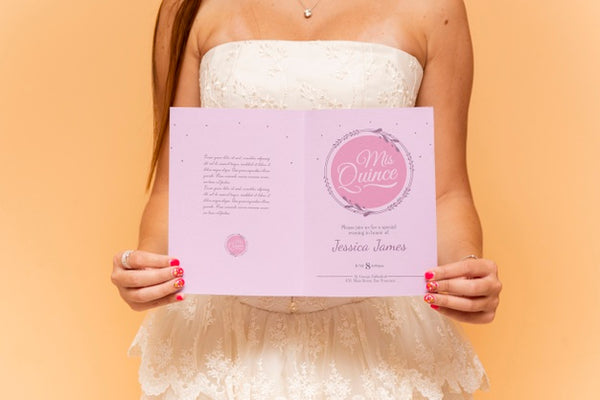 Free Cute Girl Celebrating Her Sweet Fifteen Invitation Psd