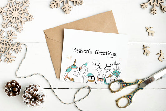 Free Cute Seasons Greetings Card Mockup Psd