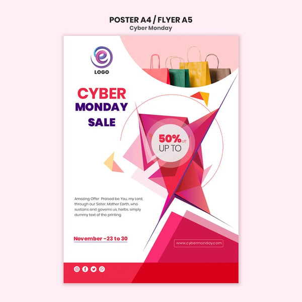 Free Cyber Monday Realistic Poster Template Psd